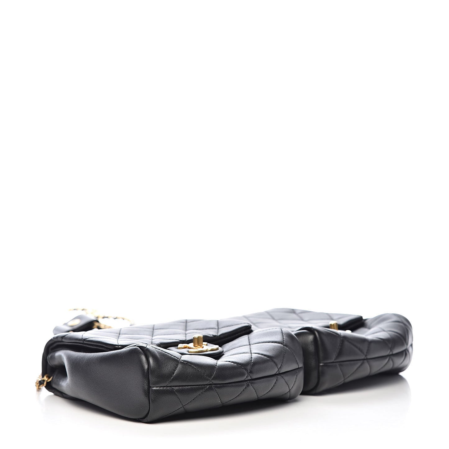 Lambskin Quilted Side-Packs Black
