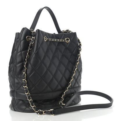 Chanel Caviar Quilted Large Rolled Up Bucket Drawstring Bag Black 3 of 10