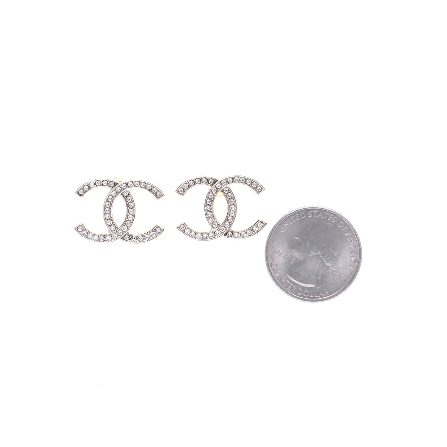 Crystal Large CC Earrings Gold