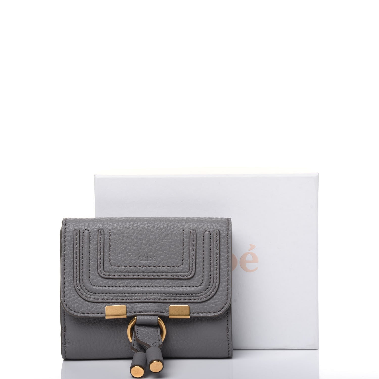Chloe Grained Calfskin Marcie Square Wallet Cashmere Grey 12 of 12