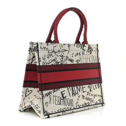 Christian Dior Canvas Embroidered Medium Dioramour Graffiti Book Tote Latte Multicolor 3 of 16