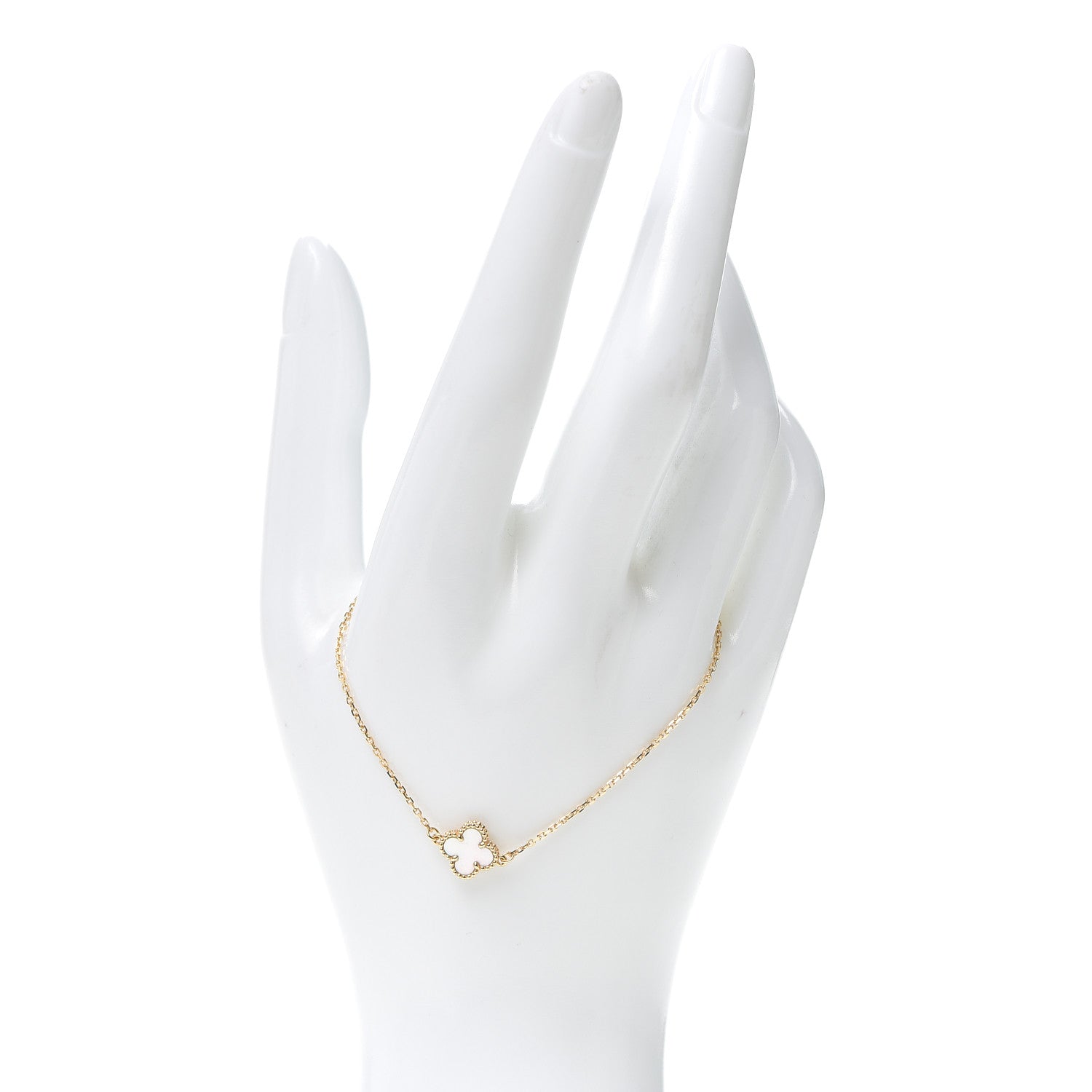 Van Cleef & Arpels 18K Yellow Gold Mother of Pearl Sweet Alhambra Bracelet 2 of 8