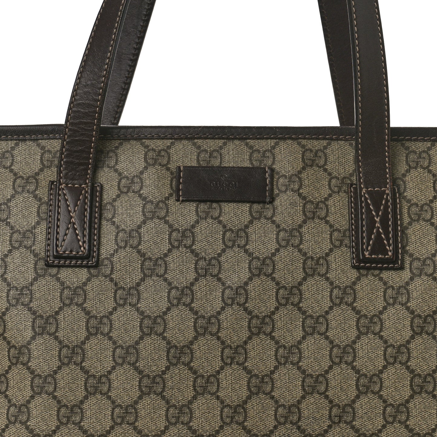 GG Supreme Monogram Medium Zippered Shopping Tote Dark Brown