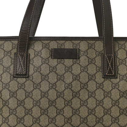 Gucci GG Supreme Monogram Medium Zippered Shopping Tote Dark Brown 8 of 12