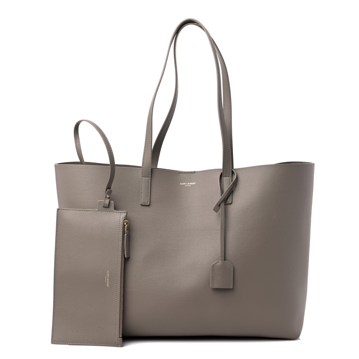 Saint Laurent Calfskin Large Shopping Tote Oyster Gray 1 of 10