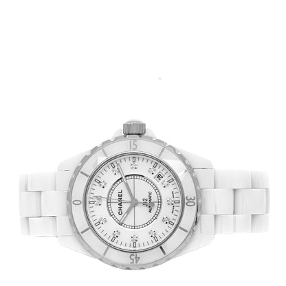 Chanel Stainless Steel Ceramic Diamond 38mm J12 Automatic Watch White 2 of 4
