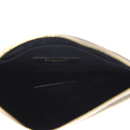 Saint Laurent Grain De Poudre Chevron Monogram Bill Pouch Sea Salt 5 of 8