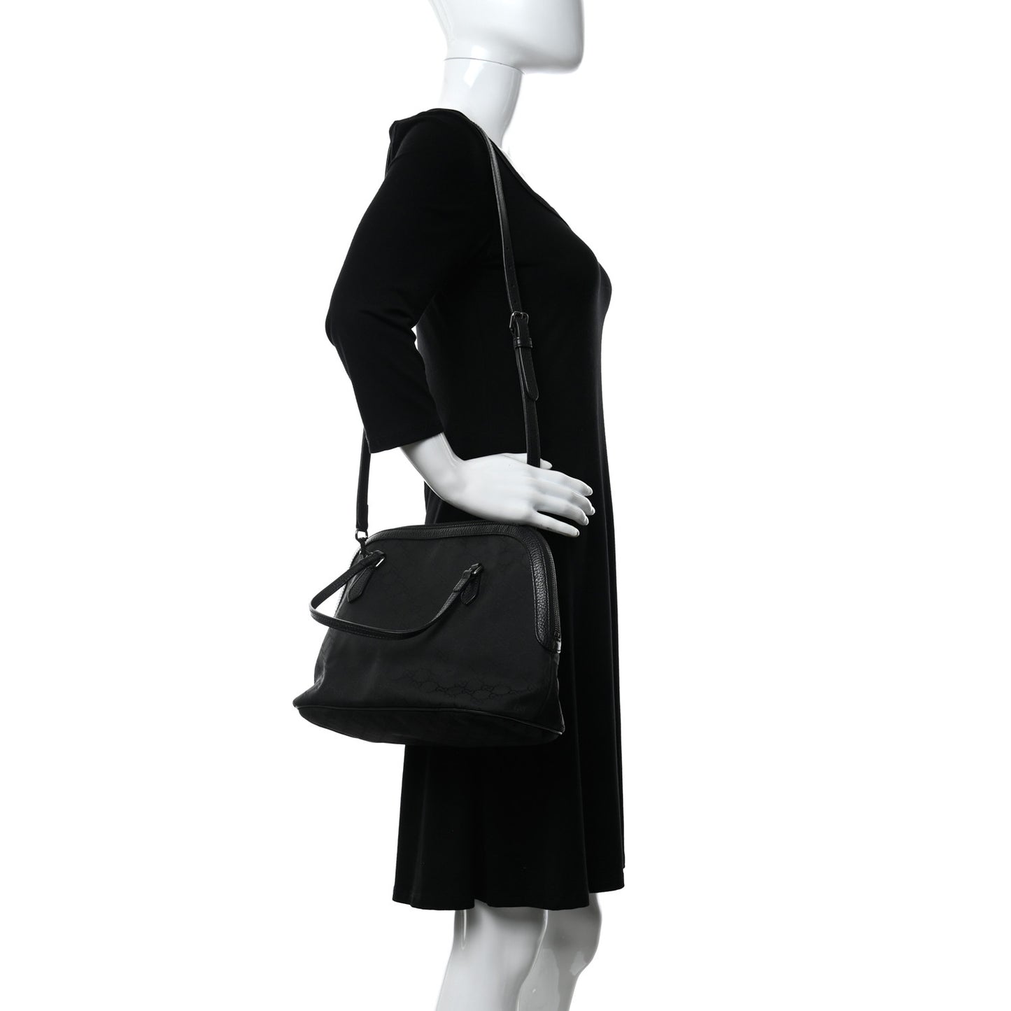 Nylon Monogram Medium Dome Bag Black