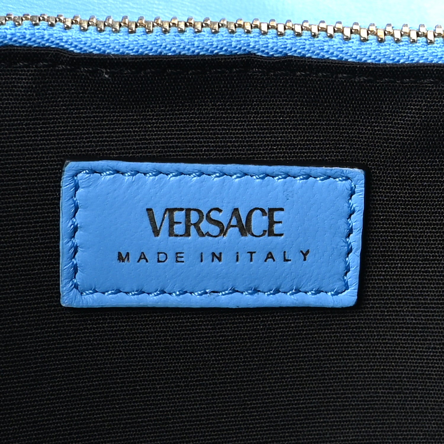 Versace Calfskin Icon Quilted Wallet On Chain Crossbody Blue 6 of 8