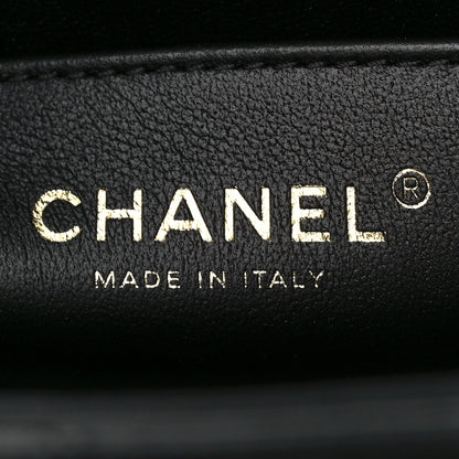 Chanel Lambskin Metal Quilted Twist Top Handle Flap With Chain Black 7 of 11