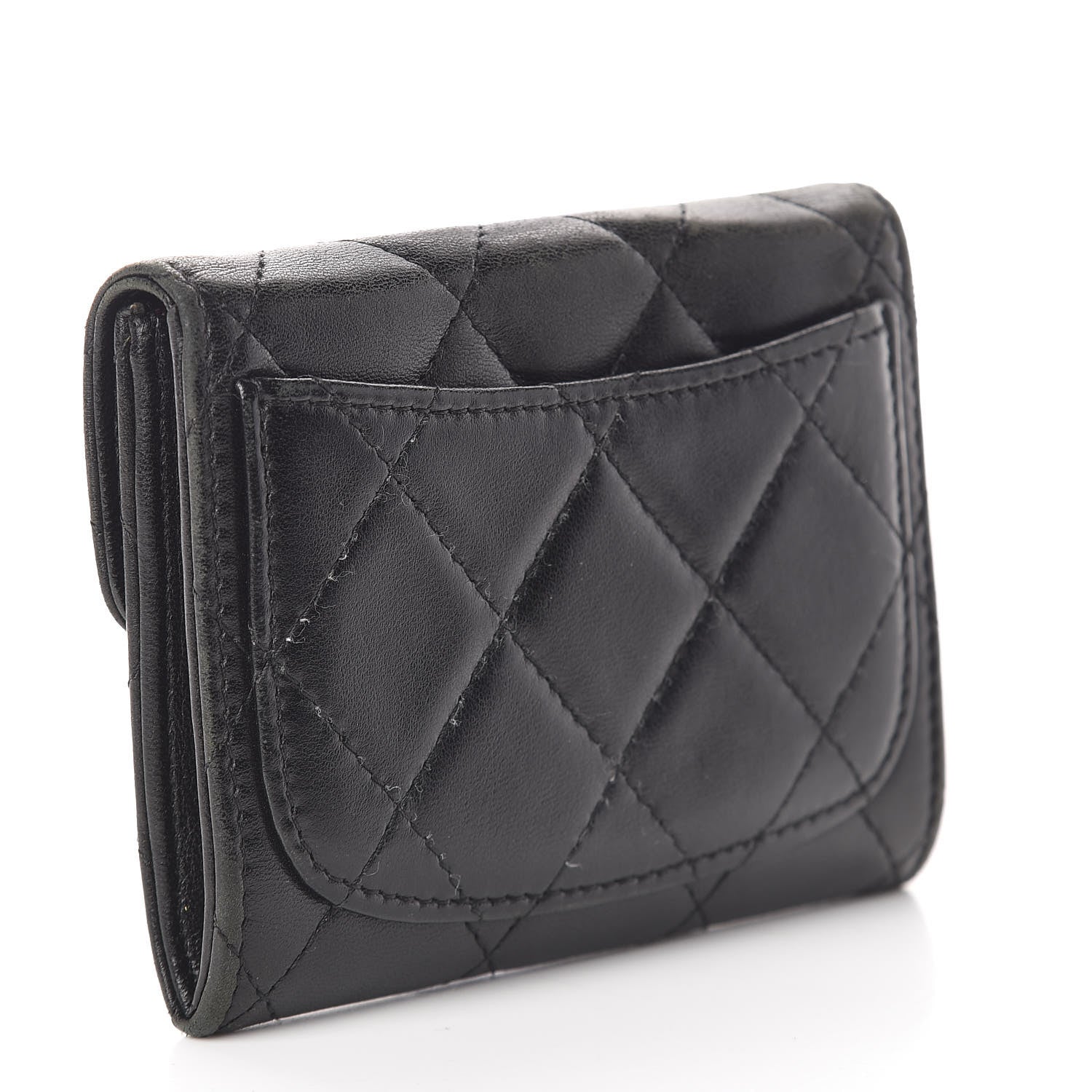 Chanel Lambskin Quilted Flap Card Holder Wallet Black 3 of 13