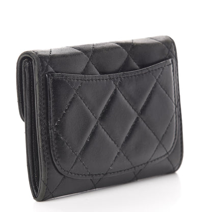 Chanel Lambskin Quilted Flap Card Holder Wallet Black 3 of 13