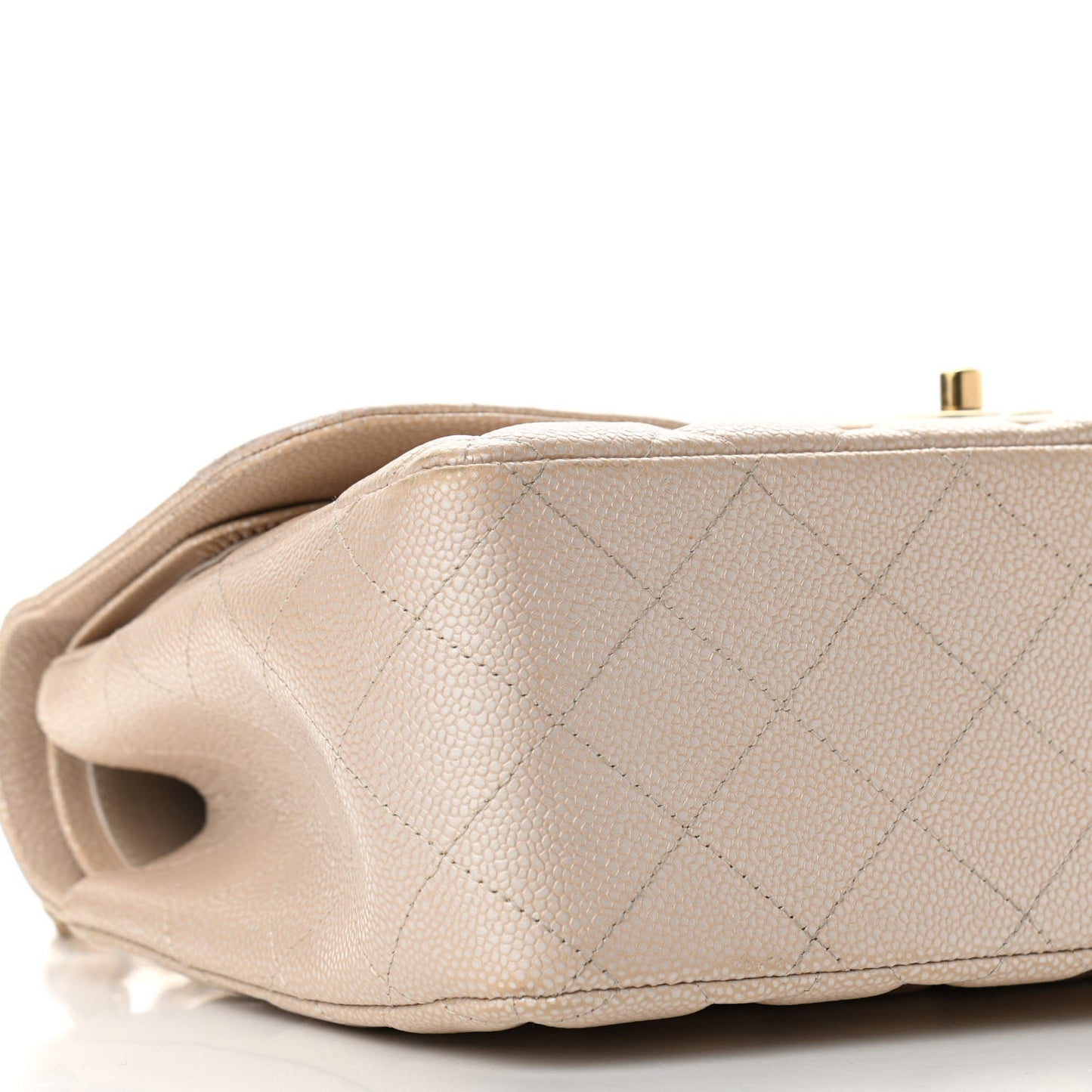 Pearly Caviar Quilted Jumbo Double Flap Light Beige