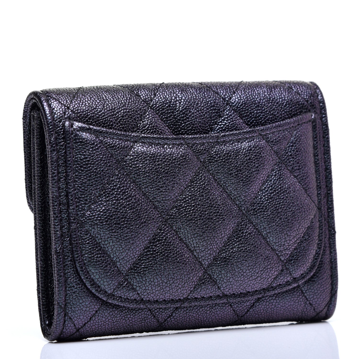 Chanel Iridescent Caviar Quilted Flap Card Holder Wallet Black 3 of 7