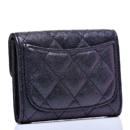 Chanel Iridescent Caviar Quilted Flap Card Holder Wallet Black 3 of 7