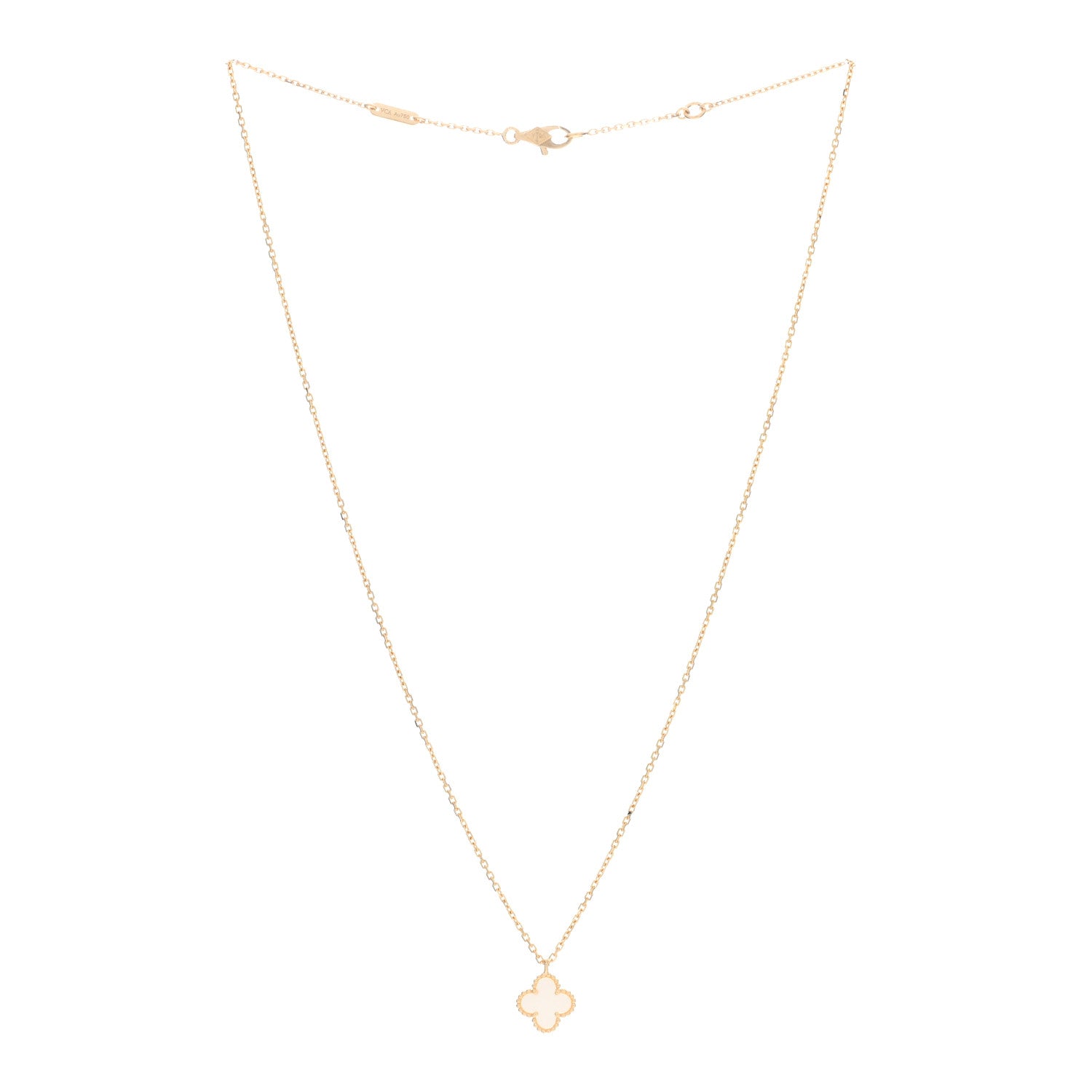 Van Cleef & Arpels 18K Yellow Gold Mother of Pearl Sweet Alhambra Pendant Necklace 3 of 5