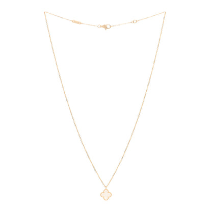 Van Cleef & Arpels 18K Yellow Gold Mother of Pearl Sweet Alhambra Pendant Necklace 3 of 5