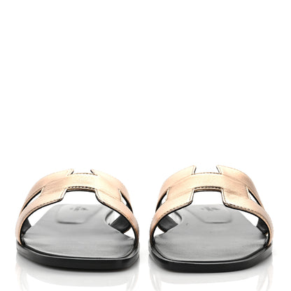 Hermes Metallic Nappa Oran Sandals 40 Vert Bronze 2 of 10