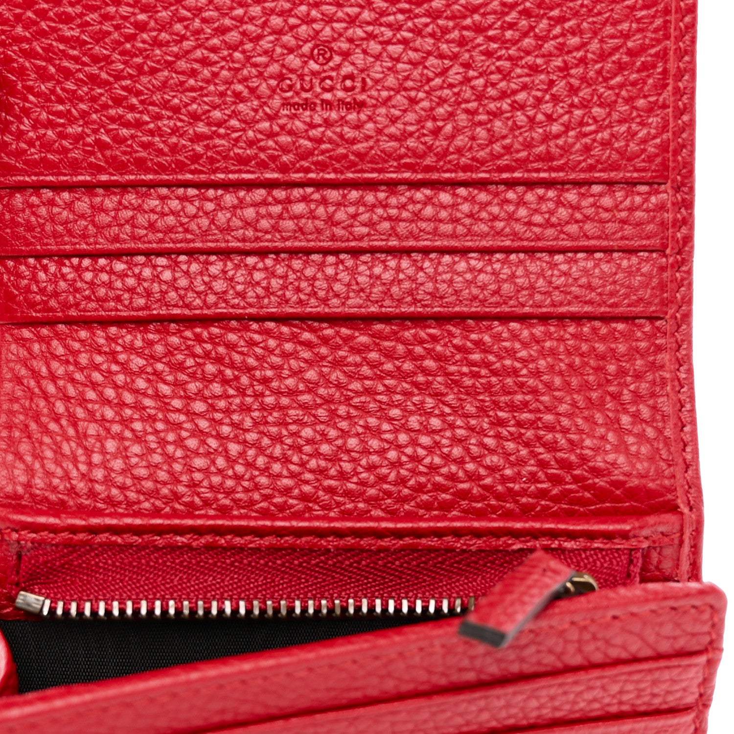 Gucci Pebbled Calfskin Animalier Card Case Red 5 of 8