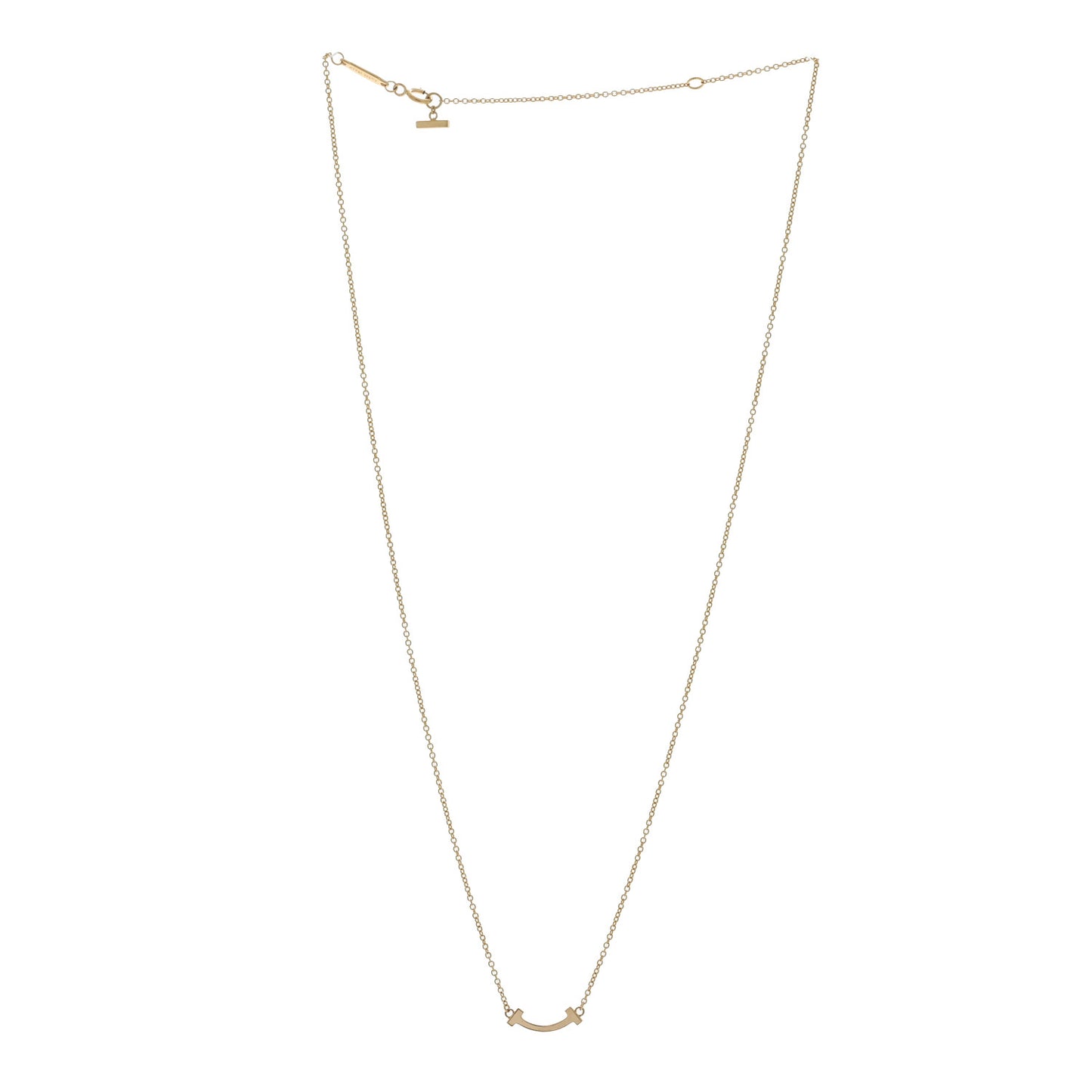 18K Yellow Gold Mini T Smile Pendant Necklace