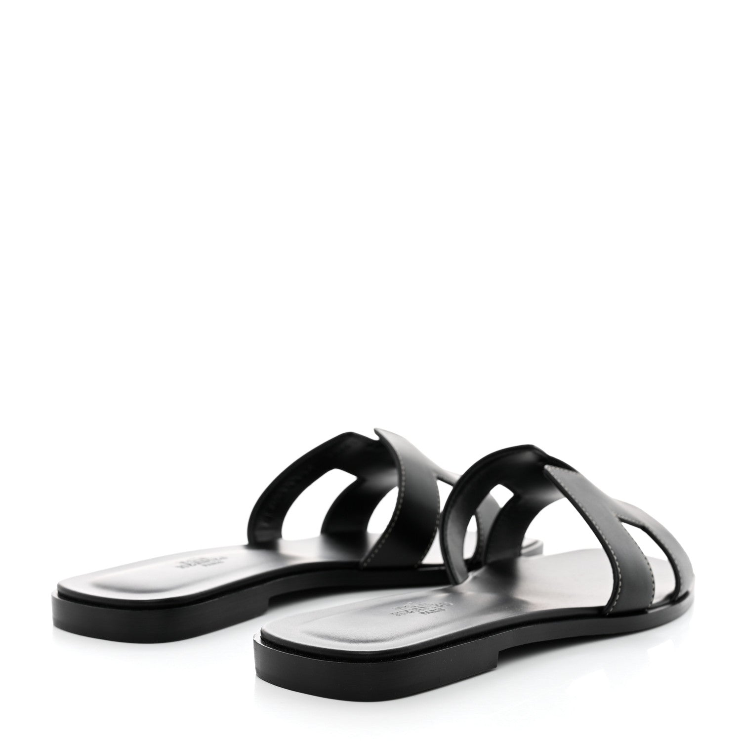 Hermes Box Calfskin Oran Sandals 39 Black 4 of 8