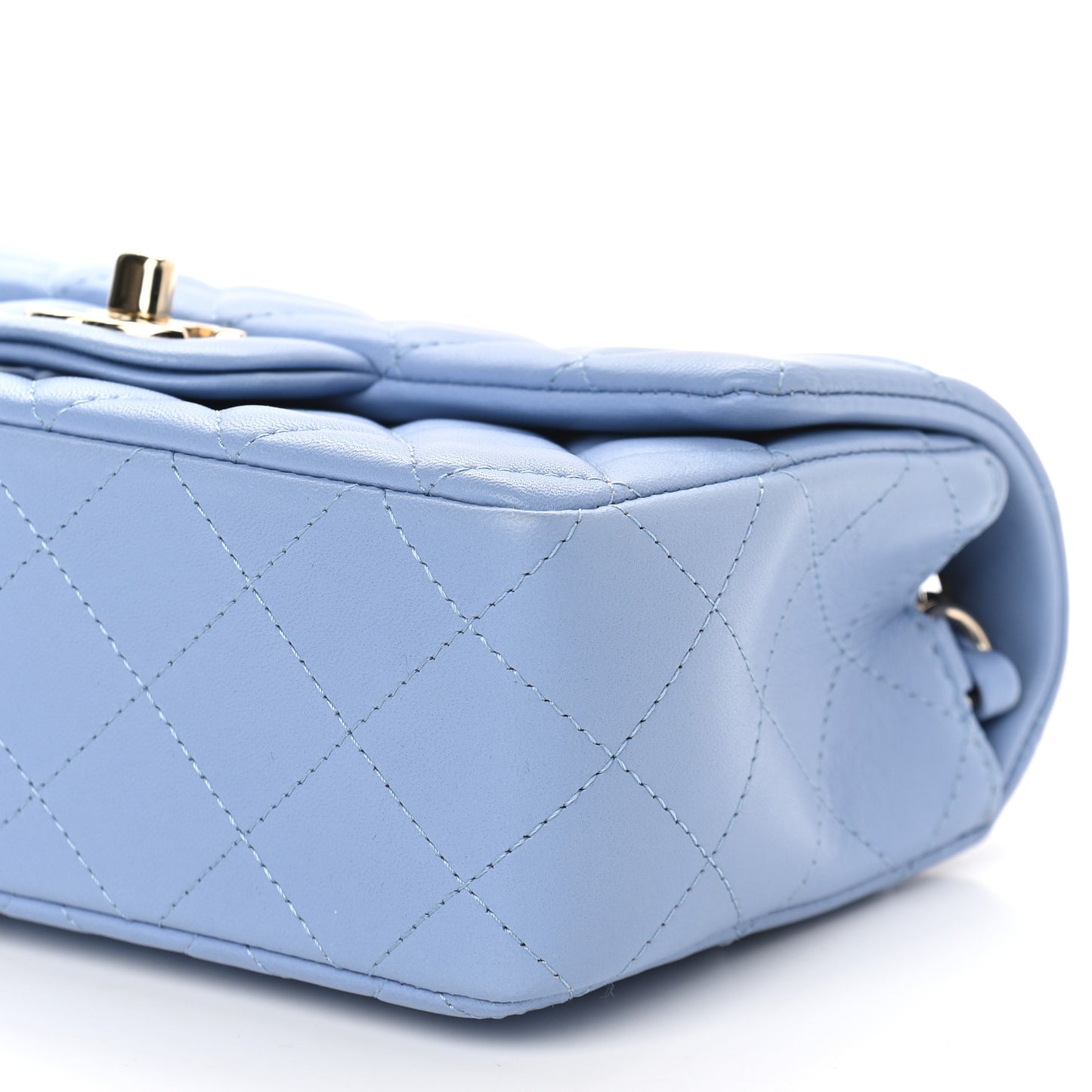 Lambskin Quilted Mini Rectangular Flap Light Blue