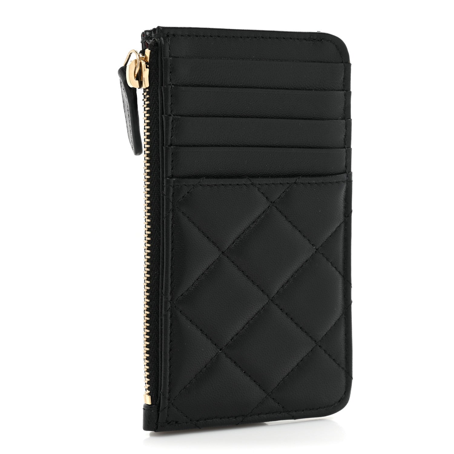Chanel Lambskin Quilted Flap Zip Card Holder Black 4 of 11