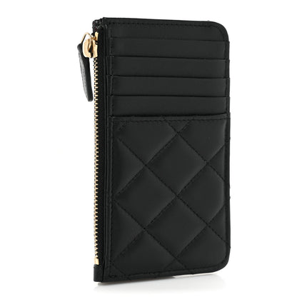 Chanel Lambskin Quilted Flap Zip Card Holder Black 4 of 11