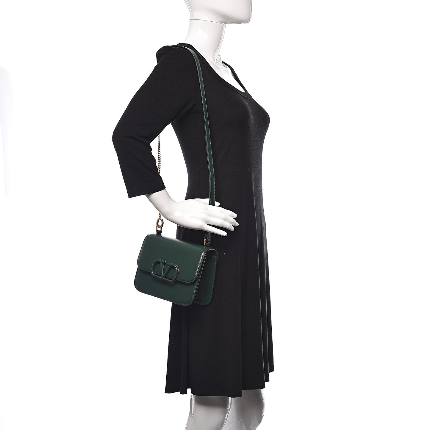 Smooth Calfskin Small VSling Shoulder Bag Green