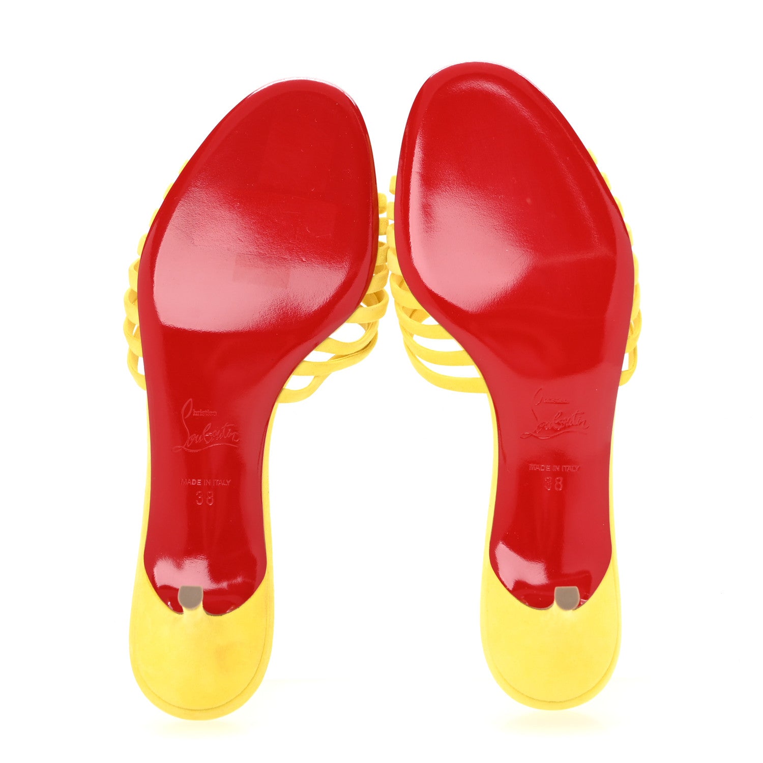 Christian Louboutin Suede Belbrossa 55 Mules 38 Citronnade 6 of 10