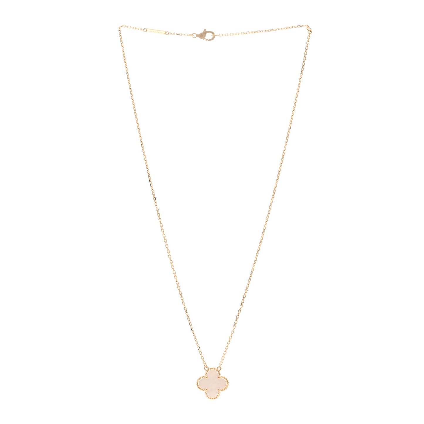 18K Yellow Gold Mother of Pearl Vintage Alhambra Pendant Necklace