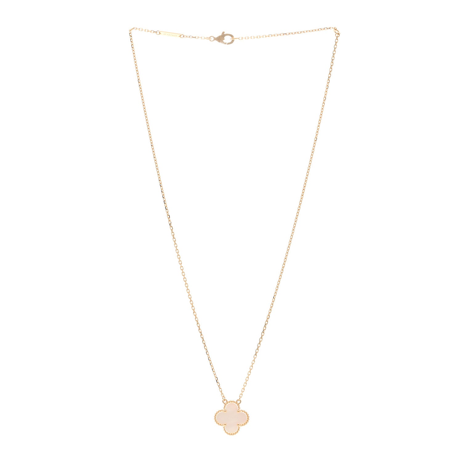 Van Cleef & Arpels 18K Yellow Gold Mother of Pearl Vintage Alhambra Pendant Necklace 3 of 5