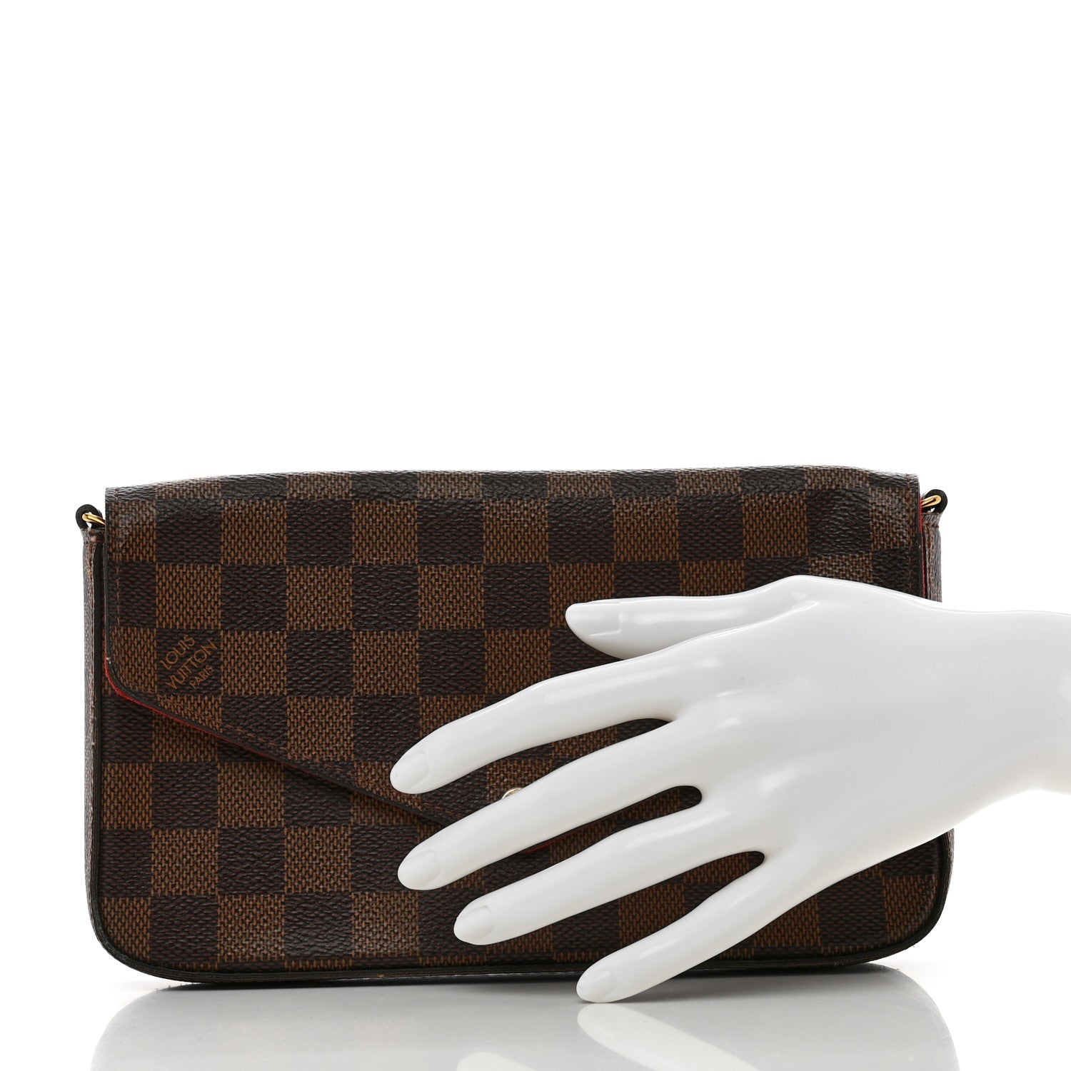 Louis Vuitton Damier Ebene Pochette Felicie Chain Wallet 2 of 9
