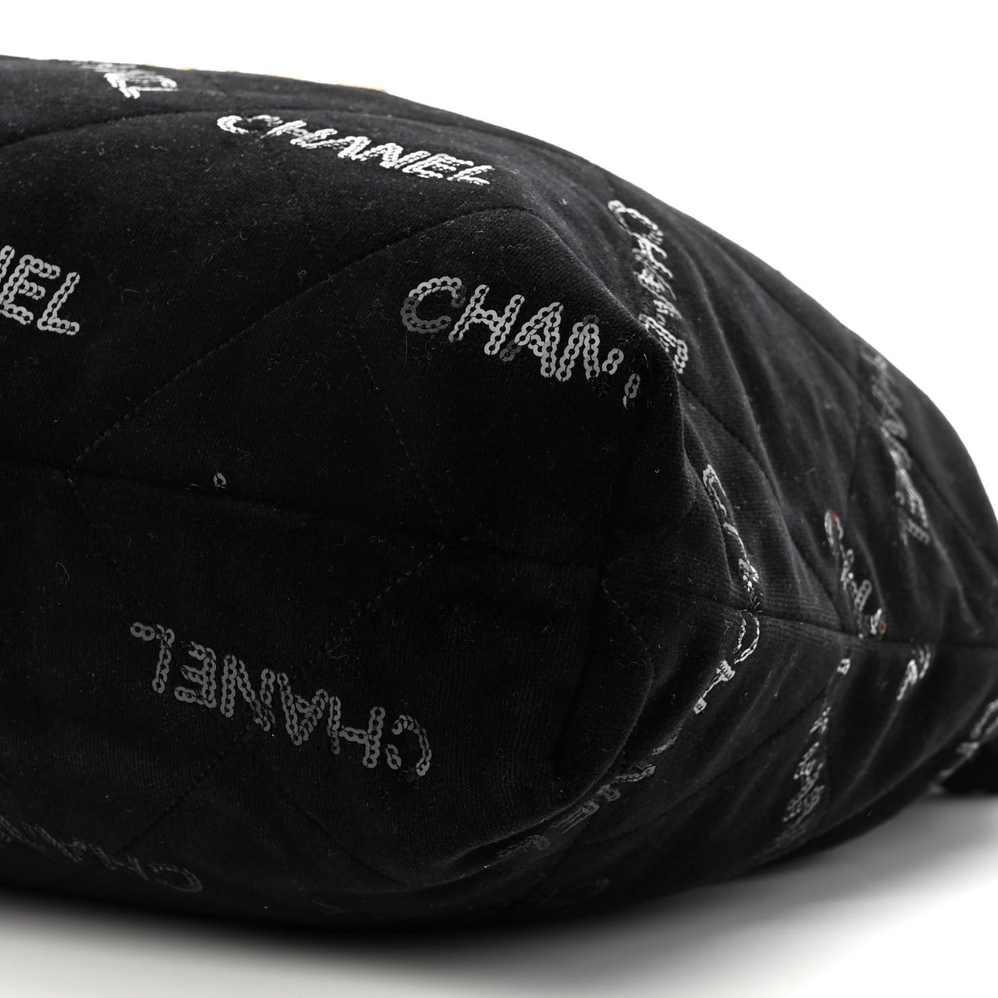 Velvet Sequin Quilted Chanel 22 Black