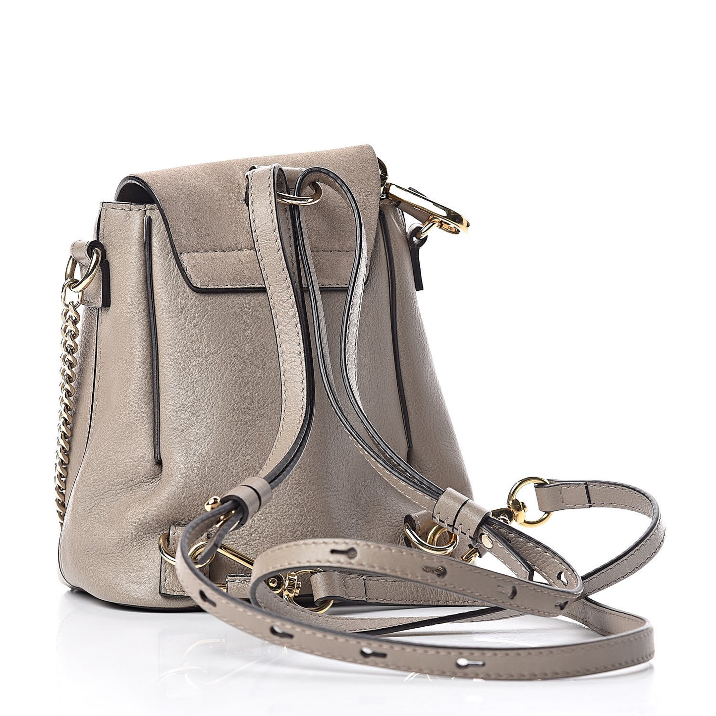 Suede Calfskin Mini Faye Backpack Motty Grey
