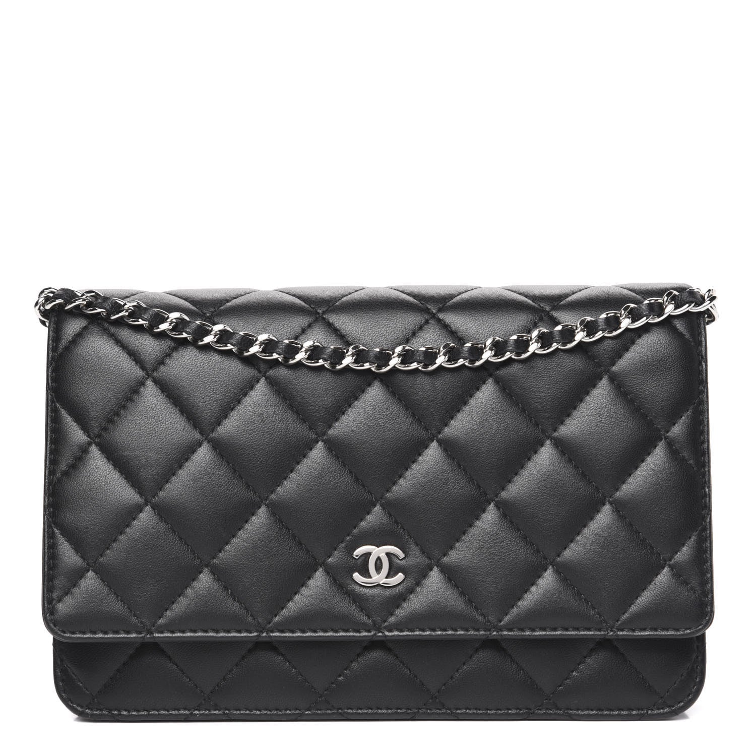 Chanel Lambskin Quilted Wallet On Chain WOC Black 1 of 13