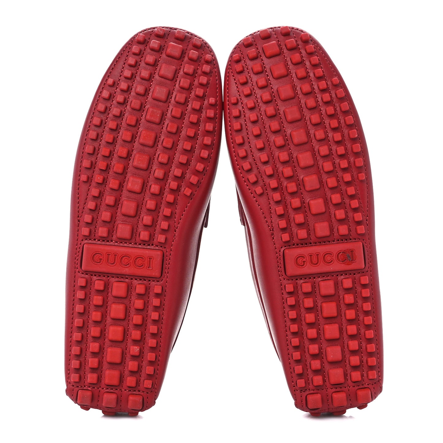 Clove Calfskin Monochrome Mens Interlocking G Driver Loafers 8 Red
