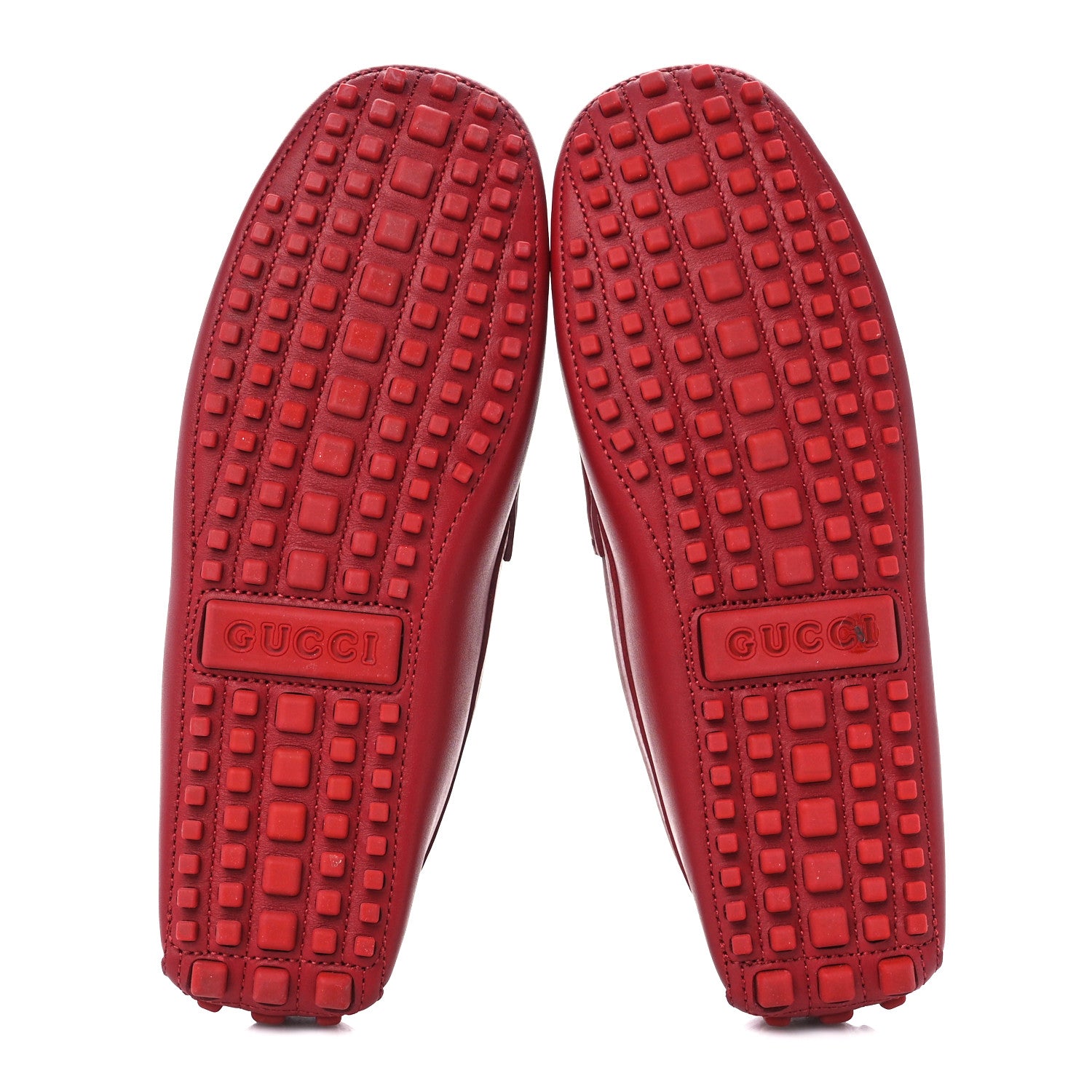 Gucci Clove Calfskin Monochrome Mens Interlocking G Driver Loafers 8 Red 5 of 9