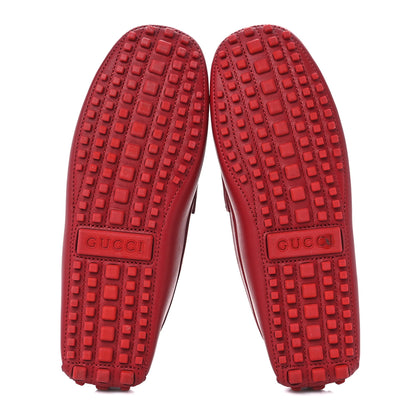 Gucci Clove Calfskin Monochrome Mens Interlocking G Driver Loafers 8 Red 5 of 9