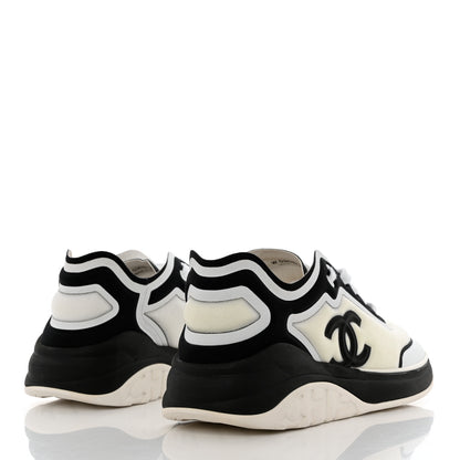 Chanel Lycra Womens CC Sneakers 39.5 White Black 3 of 8