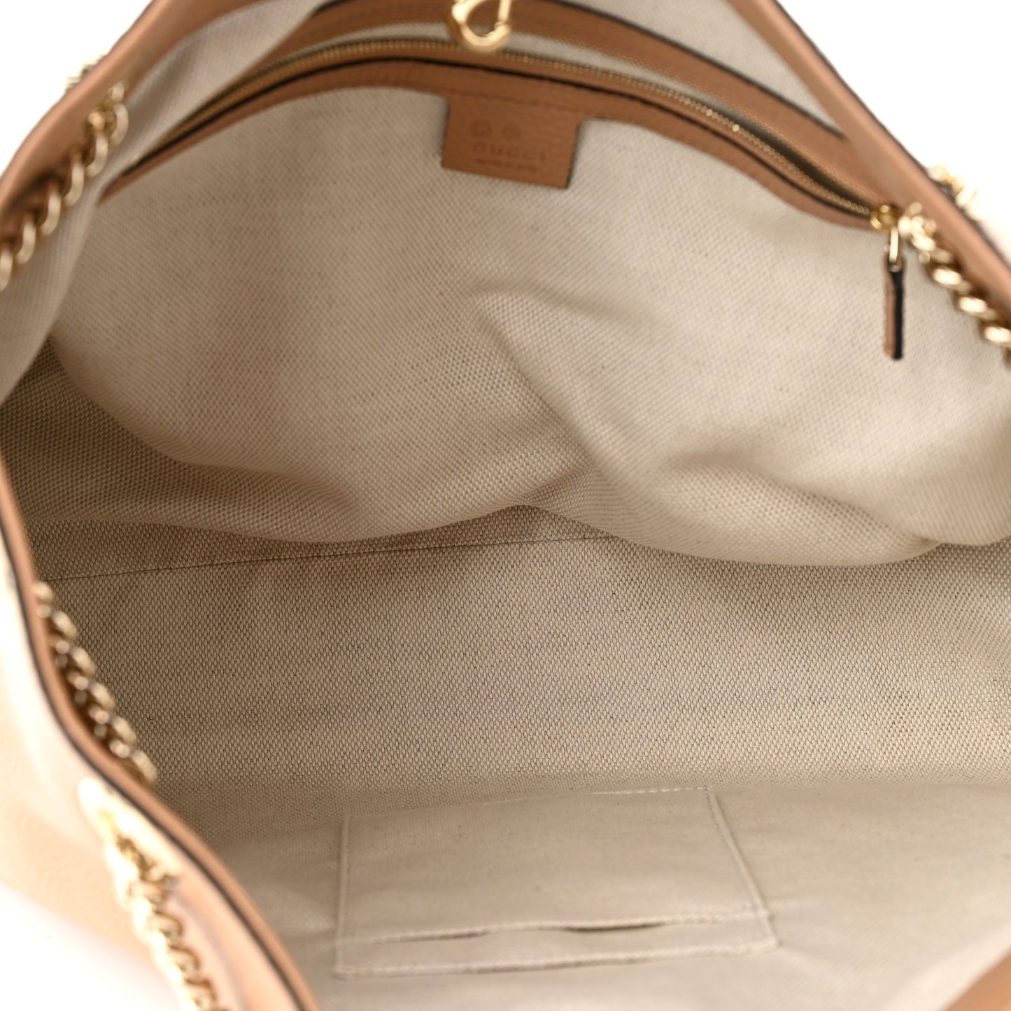 Pebbled Calfskin Medium Soho Chain Shoulder Bag Camelia