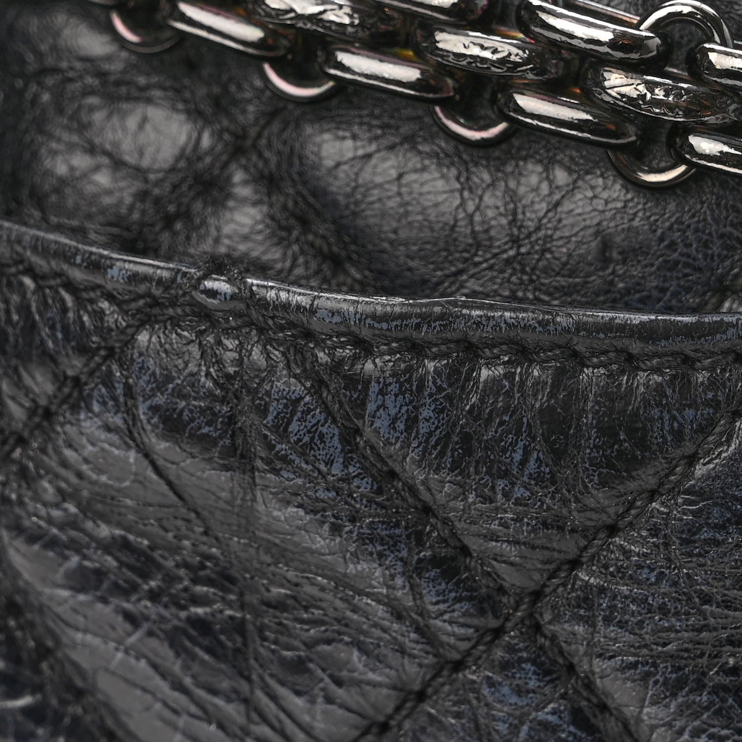Chanel Metallic Aged Calfskin Quilted Medium Reissue Camera Case Black 12 of 14