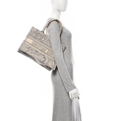 Christian Dior Canvas Embroidered Medium Dioriviera Toile De Jouy Reverse Book Tote Gray 2 of 10