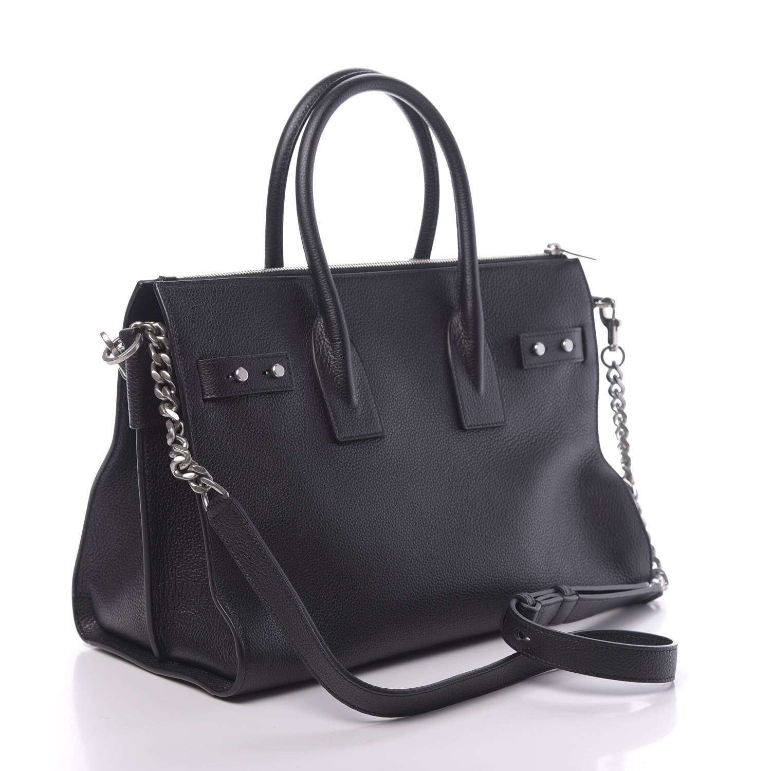 Saint Laurent Grained Calfskin Small Supple Sac De Jour Duffle Black 3 of 9