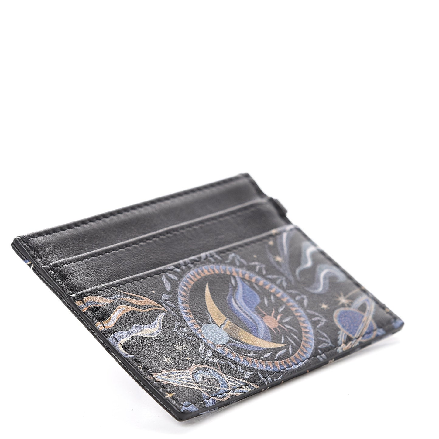 Calfskin Printed Nature Ballet Lady Dior Card Holder Blue