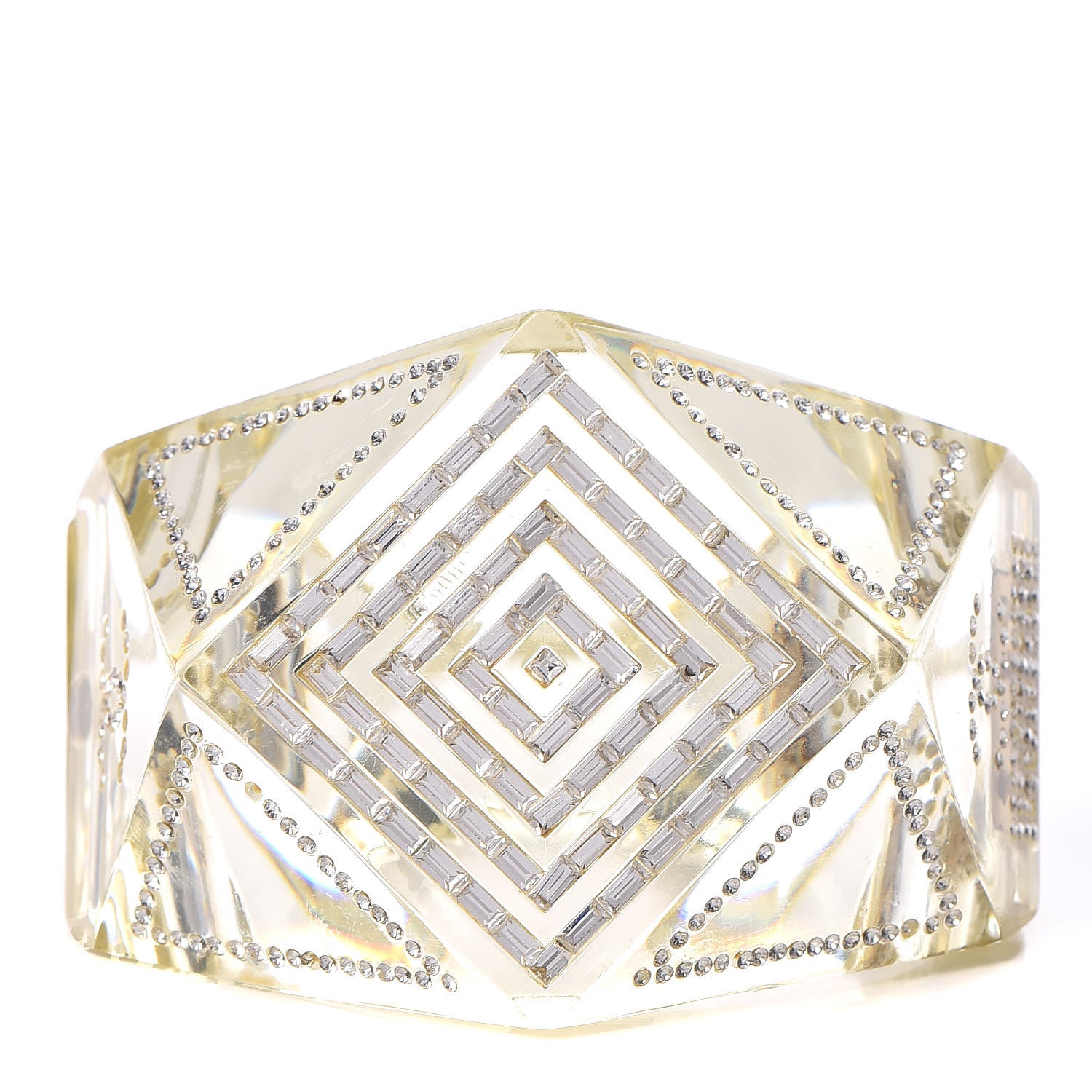 Chanel Resin Translucent Geometric Crystal Cuff 1 of 9