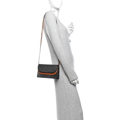 Celine Triomphe Canvas Lambskin Wallet On Strap Tan 2 of 12