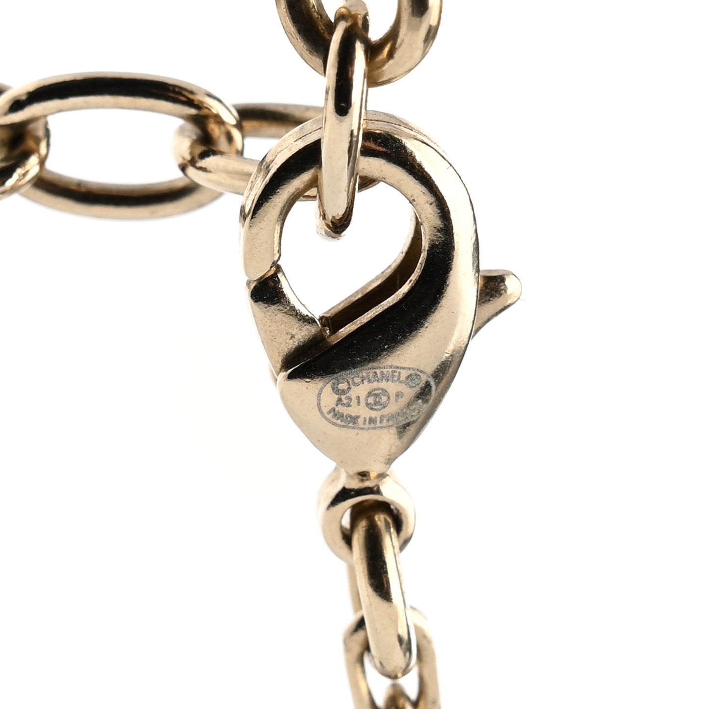 Crystal CC Logo Bar Necklace Gold