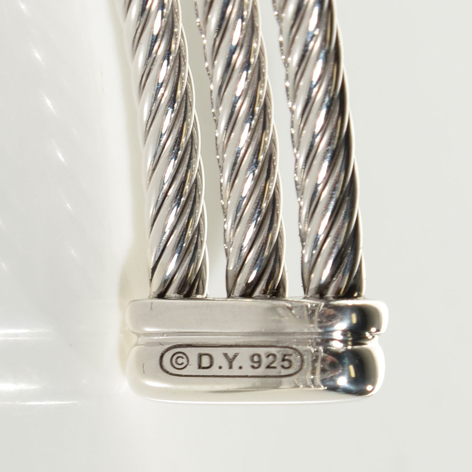 David Yurman Sterling Silver Diamond Three Row Confetti Cuff Bracelet 4 of 6