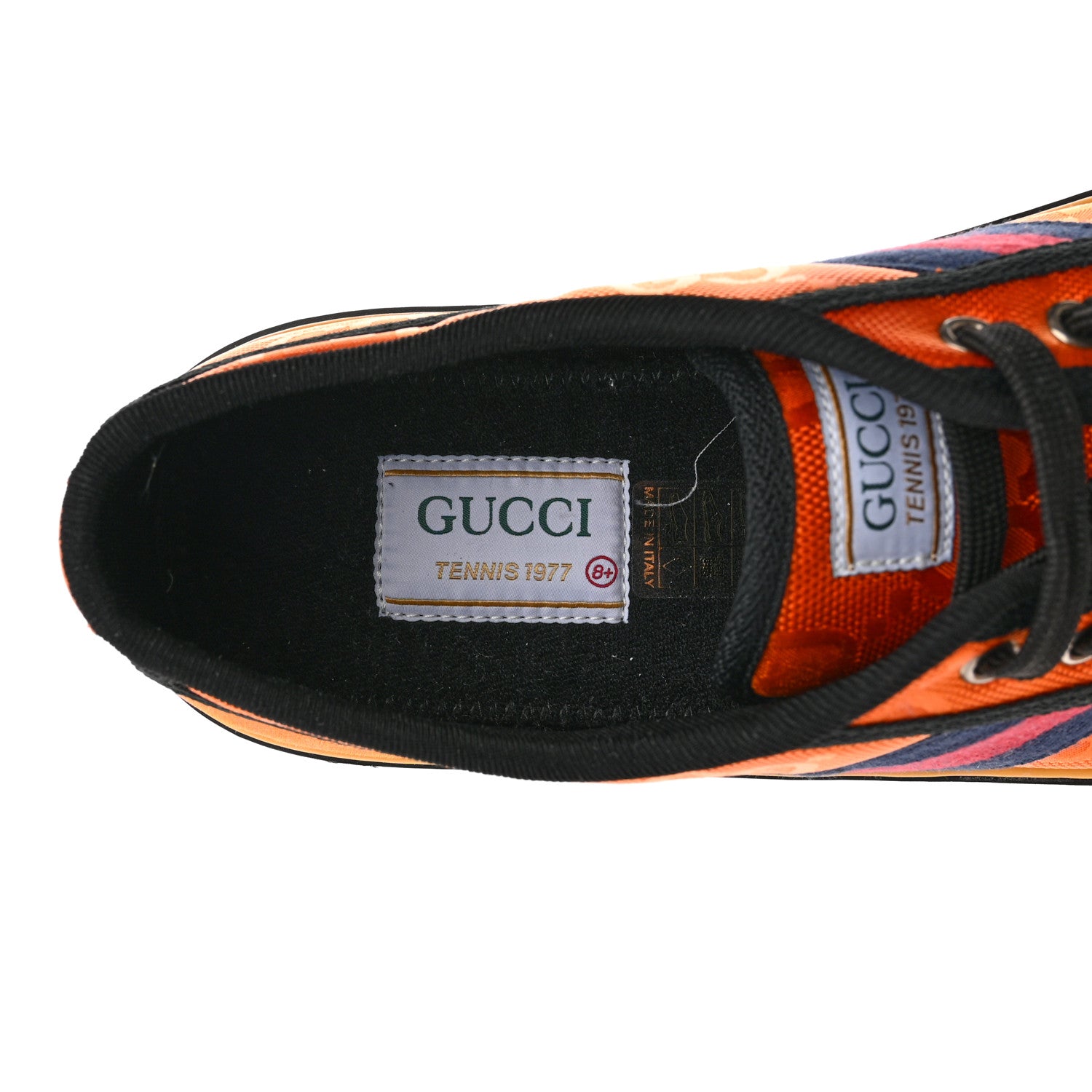 Gucci Econyl Nylon Web Monogram Off The Grid Mens 1977 Tennis Sneakers 8.5 Carrot Orange Black 7 of 8